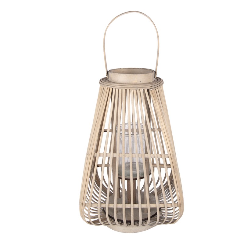 Clayre & Eef Windlicht 27x27x42 cm Beige Rattan