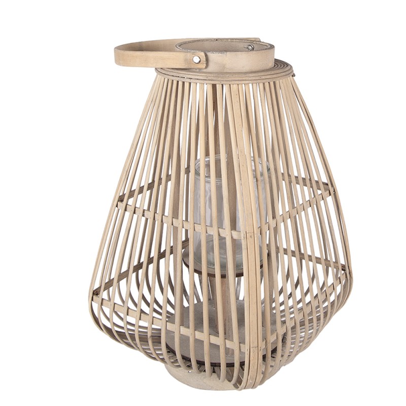 Clayre & Eef Windlicht 27x27x42 cm Beige Rattan