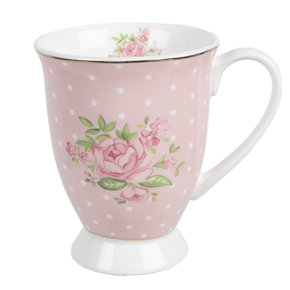 Clayre & Eef Mok 300 ml Roze Paars Porselein Rozen afbeelding