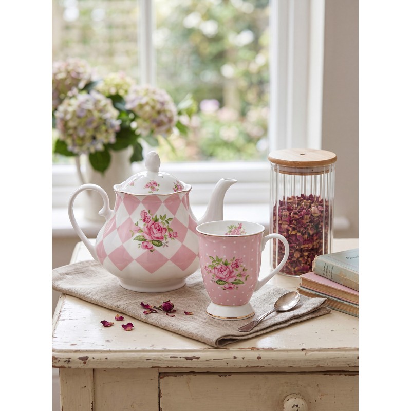 Clayre & Eef Mug 300 ml Pink Purple Porcelain Roses