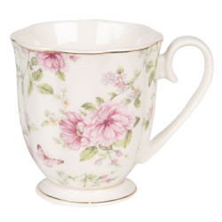 Clayre & Eef Tasse 200 ml Beige Rosa Porzellan Blumen