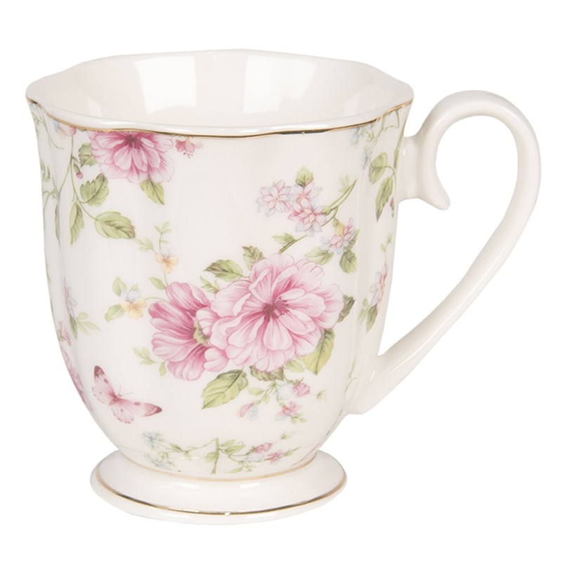 Clayre & Eef Tasse 200 ml Beige Rosa Porzellan Blumen