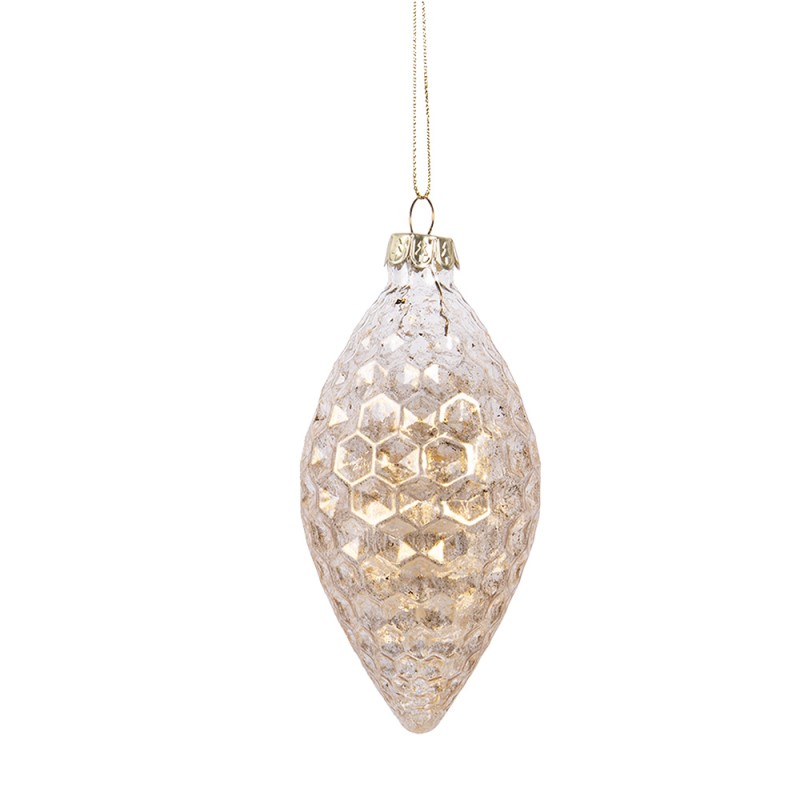 Clayre & Eef Christmas Bauble Ø 6x12 cm Gold colored Glass