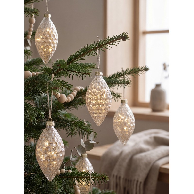 Clayre & Eef Christmas Bauble Ø 6x12 cm Gold colored Glass