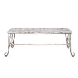 Clayre & Eef Panca da giardino 117x37x42 cm Bianco Marrone Metallo