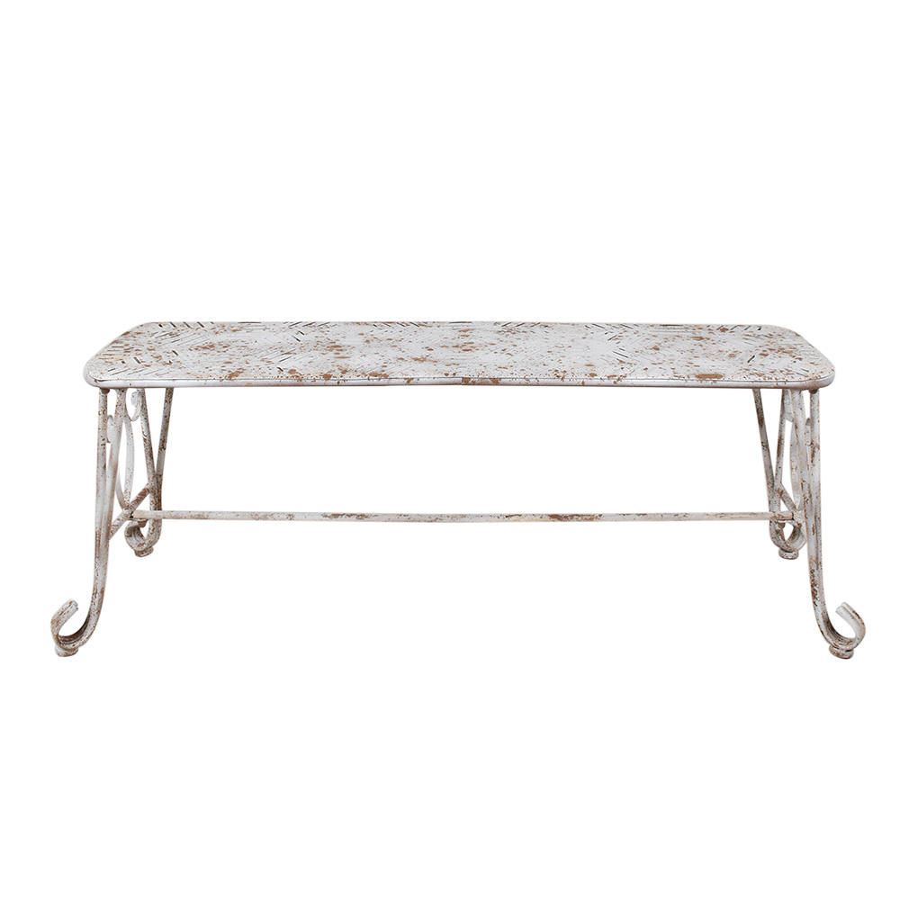 Clayre & Eef Tuinbank 117x37x42 cm Wit Bruin Metaal afbeelding 1