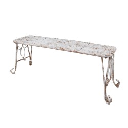 Clayre & Eef Panca da giardino 117x37x42 cm Bianco Marrone Metallo