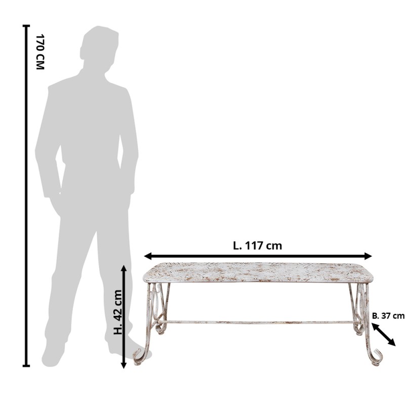 Clayre & Eef Tuinbank 117x37x42 cm Wit Bruin Metaal