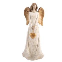 Clayre & Eef Kerstdecoratie Beeld Engel 10x8x25 cm Beige Kunststof
