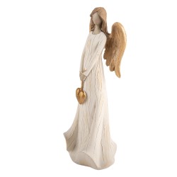 Clayre & Eef Kerstdecoratie Beeld Engel 10x8x25 cm Beige Kunststof