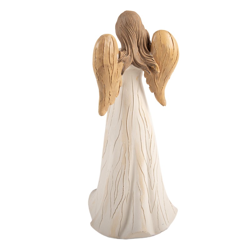 Clayre & Eef Weihnachtsdekorationsfigur Engel 10x8x25 cm Beige Kunststoff