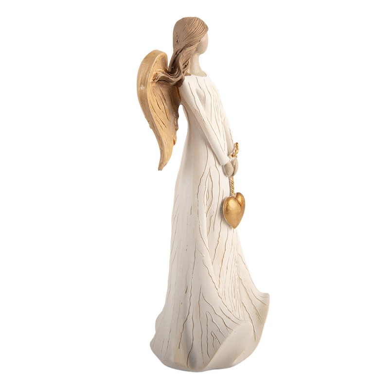 Clayre & Eef Weihnachtsdekorationsfigur Engel 10x8x25 cm Beige Kunststoff