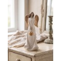 Clayre & Eef Weihnachtsdekorationsfigur Engel 10x8x25 cm Beige Kunststoff