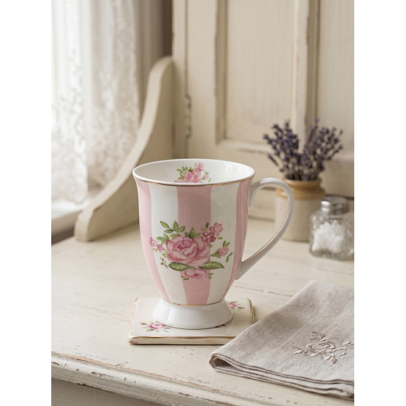 Clayre & Eef Tazza 300 ml Rosa Viola Porcellana Rose