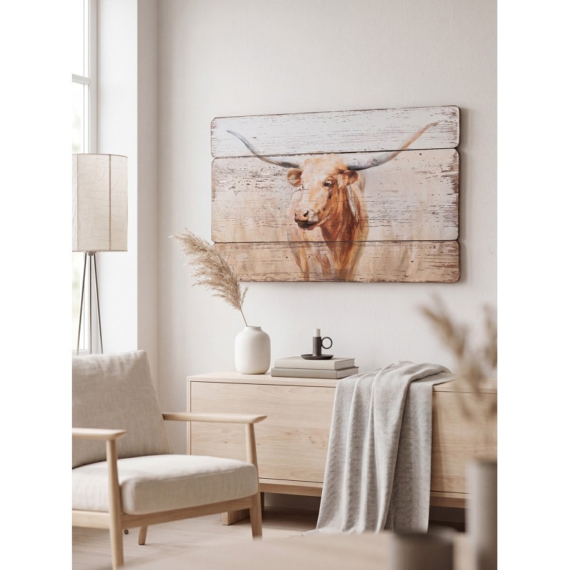 Clayre & Eef Quadro 71x3x46 cm Beige Legno Mucca