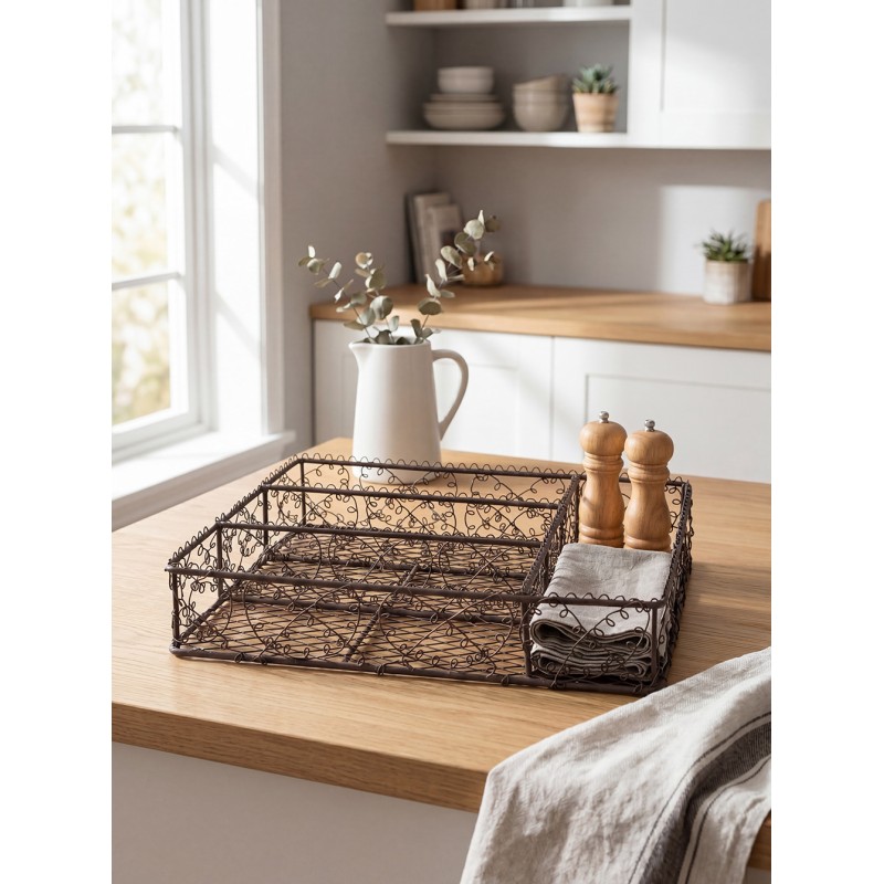 Clayre & Eef Range-couverts 31x25x7 cm Marron Métal