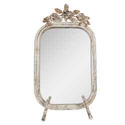 Clayre & Eef Specchio da tavolo 25x6x48 cm Beige Metallo