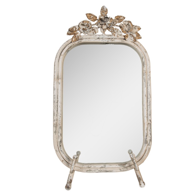 Clayre & Eef Specchio da tavolo 25x6x48 cm Beige Metallo