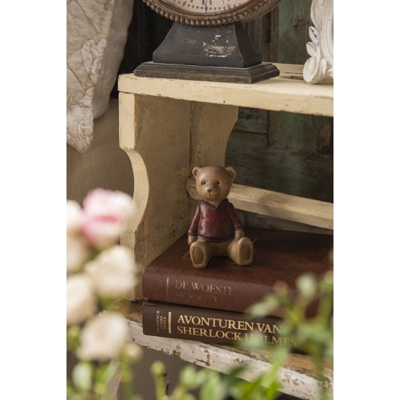 Clayre & Eef Image de décoration Ours 8x6x9 cm Marron Plastique