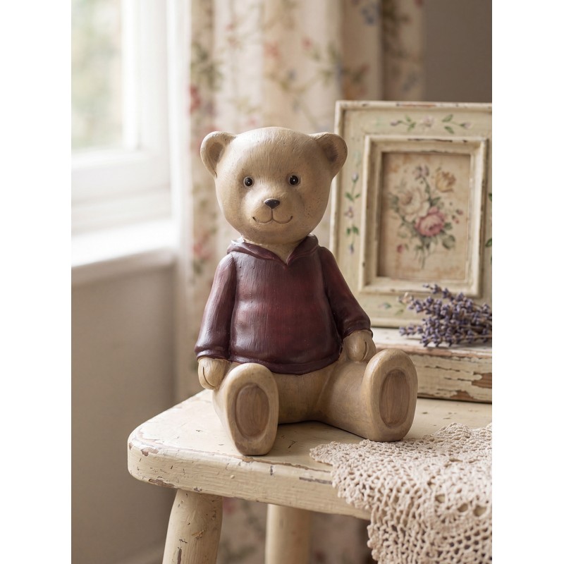 Clayre & Eef Image de décoration Ours 8x6x9 cm Marron Plastique