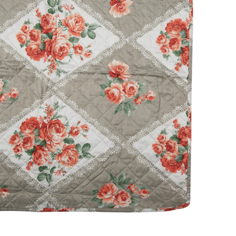 Clayre & Eef Copripiumini 140x220 cm Grigio Rosa Cotone Fiori