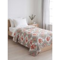 Clayre & Eef Copripiumini 140x220 cm Grigio Rosa Cotone Fiori