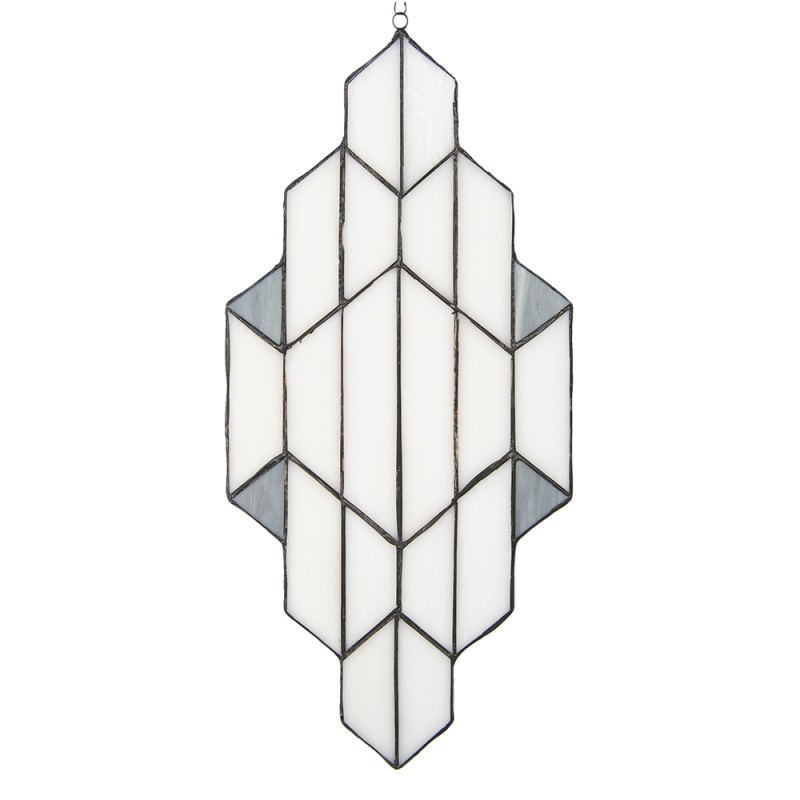 Lumilamp Tiffany Glasscheiben 23x50 cm Weiß Grau Glas