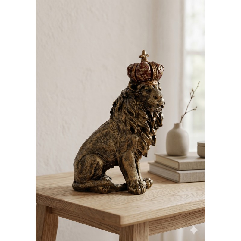 Clayre & Eef Statuetta Leone 25x13x38 cm Color oro Poliresina
