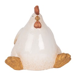 Clayre & Eef Decoratie Beeld Kip 18x14x17 cm Beige Keramiek