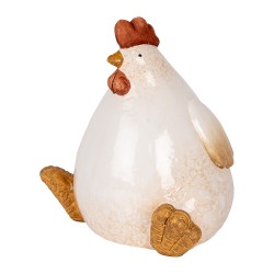 Clayre & Eef Decoratie Beeld Kip 18x14x17 cm Beige Keramiek