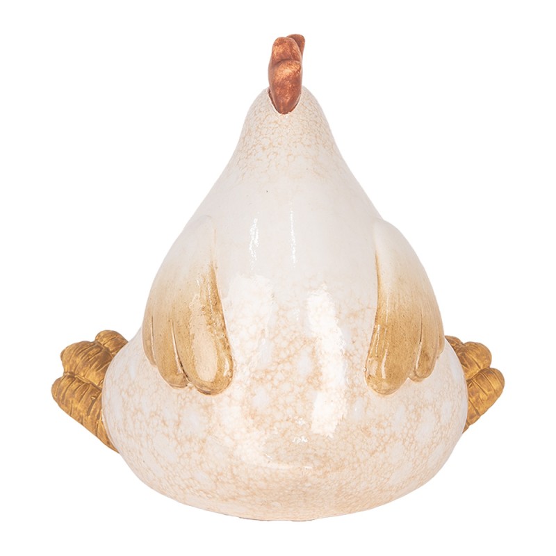 Clayre & Eef Decoratie Beeld Kip 18x14x17 cm Beige Keramiek