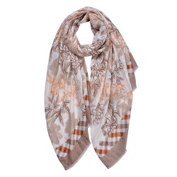 Clayre & Eef Foulard Ladies Print 80x180 cm Beige Synthétique