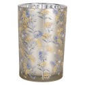 Clayre & Eef Portacandela Ø 12x18 cm Grigio Vetro Fiori