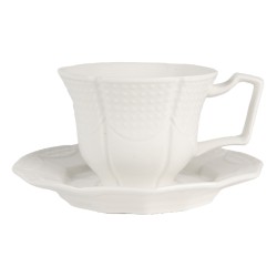 Clayre & Eef Tasse et soucoupe 175 ml Blanc Céramique