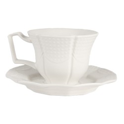 Clayre & Eef Tasse et soucoupe 175 ml Blanc Céramique