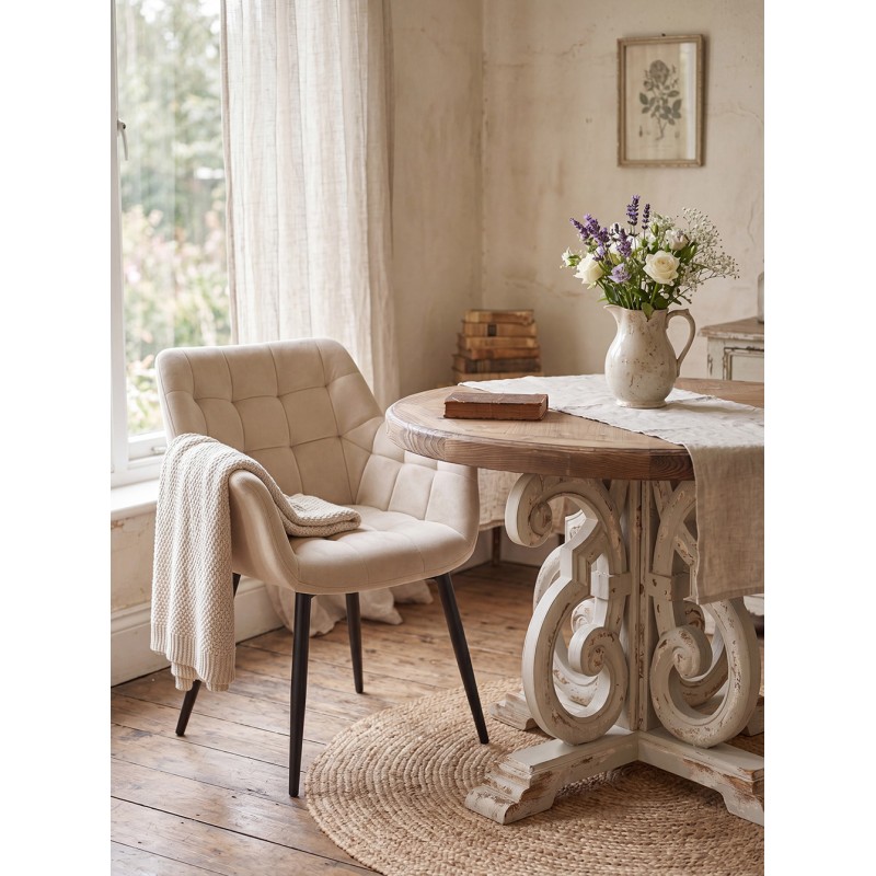 Clayre & Eef Sedie da pranzo 63x62x80 cm Beige Metallo