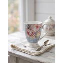 Clayre & Eef Tasse 300 ml Blau Weiß Porzellan Blumen