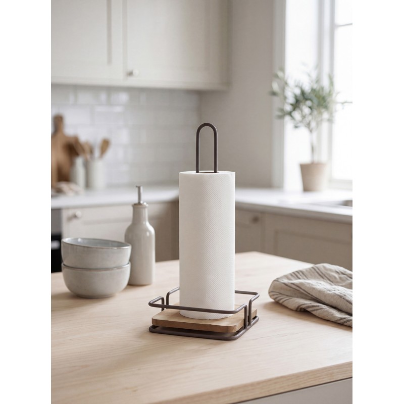 Clayre & Eef Küchenrollenhalter 15x15x32 cm Braun Eisen