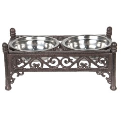 Clayre & Eef Cane da mangiatoia 28x15x13 cm Marrone Ferro