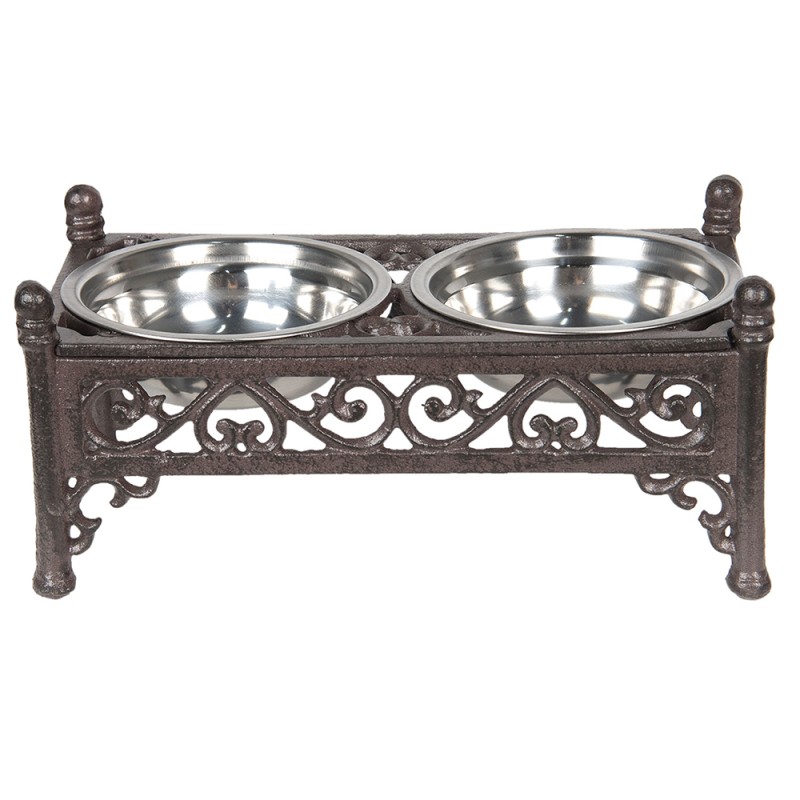 Clayre & Eef Cane da mangiatoia 28x15x13 cm Marrone Ferro