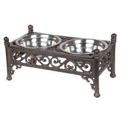 Clayre & Eef Cane da mangiatoia 28x15x13 cm Marrone Ferro