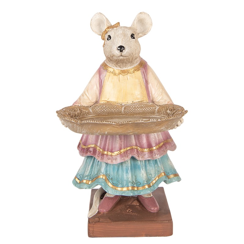 Clayre & Eef Statuetta decorativa Mouse 17x15x26 cm Beige Plastica
