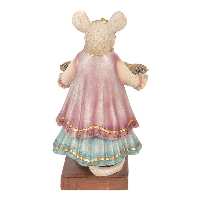 Clayre & Eef Statuetta decorativa Mouse 17x15x26 cm Beige Plastica