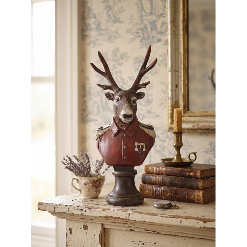 Clayre & Eef Decoratie Beeld Hert 12x10x27 cm Bruin Kunststof