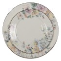 Clayre & Eef Piatto da cena Ø 26 cm Beige Rosa Porcellana Fiori