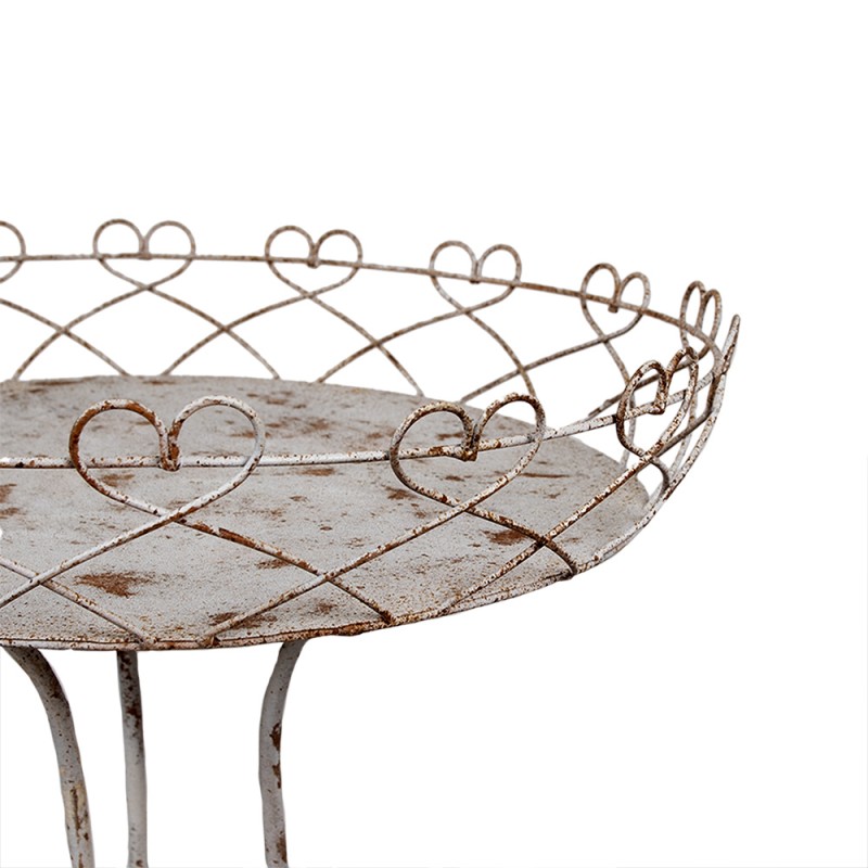 Clayre & Eef Tavolo da piantare set di 2 Ø 52x84/ Ø42x66 cm Bianco Marrone Metallo