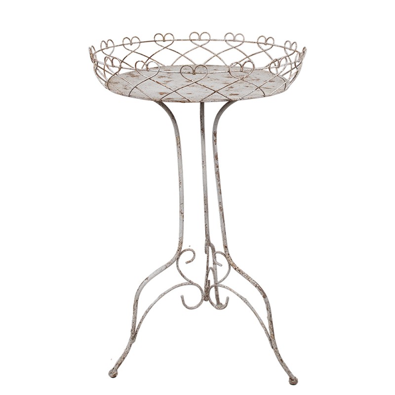 Clayre & Eef Tavolo da piantare set di 2 Ø 52x84/ Ø42x66 cm Bianco Marrone Metallo
