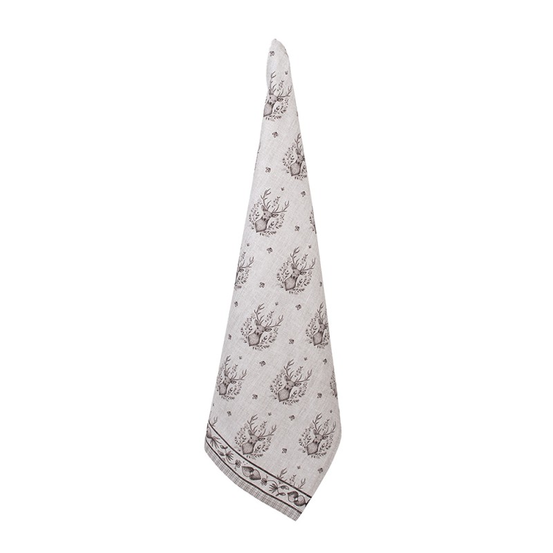Clayre & Eef Geschirrtuch 50x70 cm Beige Baumwolle Hirsch