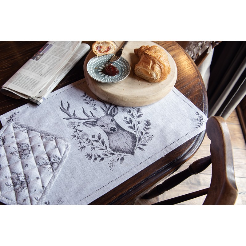 Clayre & Eef Geschirrtuch 50x70 cm Beige Baumwolle Hirsch