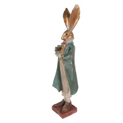 Clayre & Eef Decorative Figurine Rabbit 14x12x47 cm Gold colored Plastic